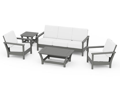 POLYWOOD® Harbour 5-Piece Deep Seating Set in Slate Grey / Natural