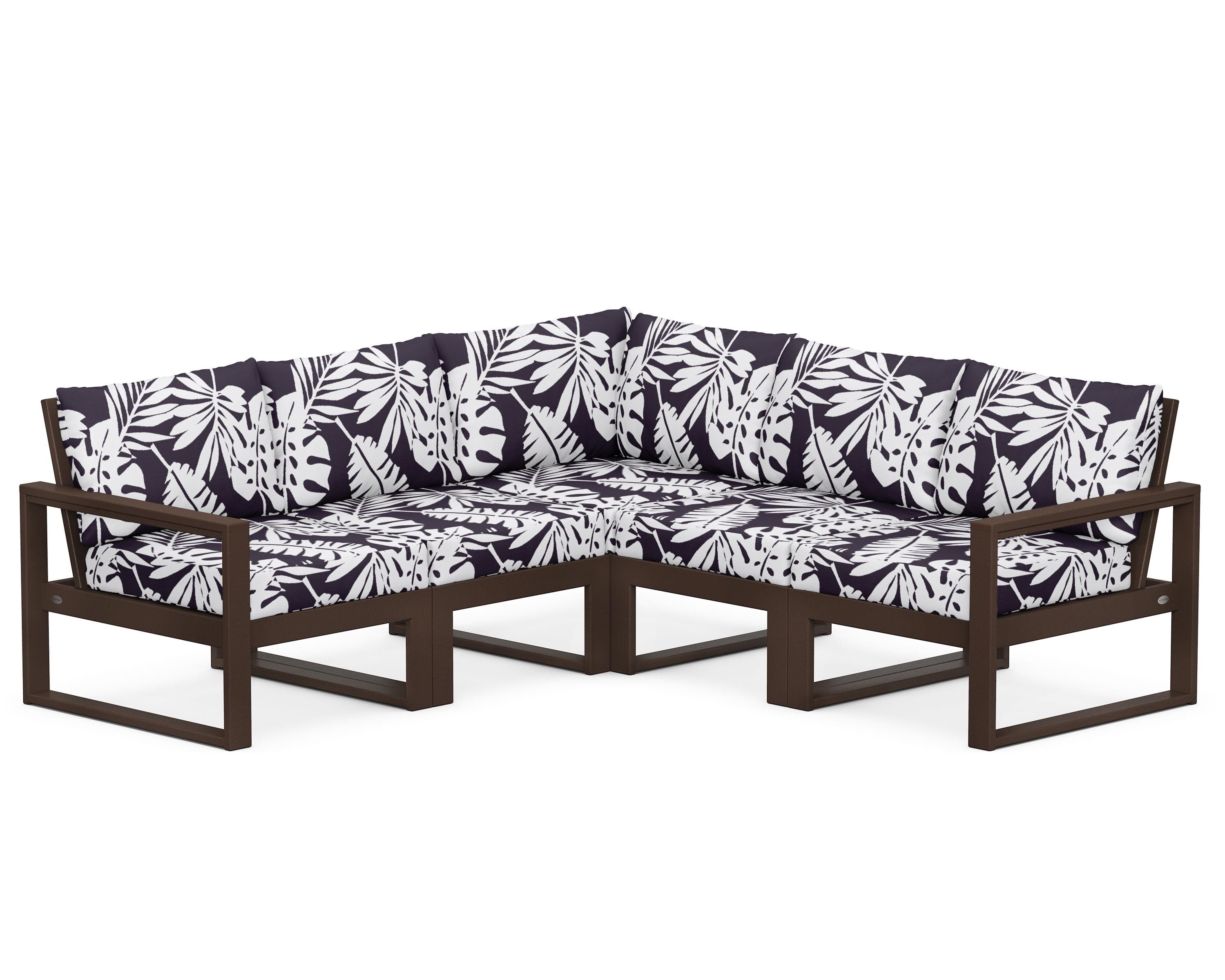 POLYWOOD® EDGE 5-Piece Modular Deep Seating Set in Mahogany / Leaf Navy