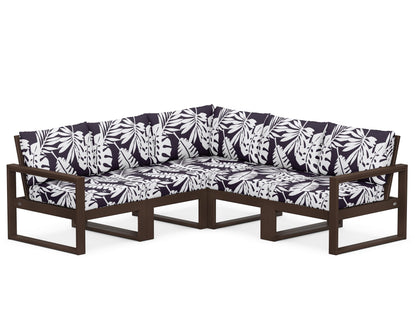 POLYWOOD® EDGE 5-Piece Modular Deep Seating Set in Mahogany / Leaf Navy