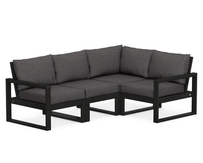 POLYWOOD® EDGE 4-Piece Modular Deep Seating Set in Black / Ash Charcoal