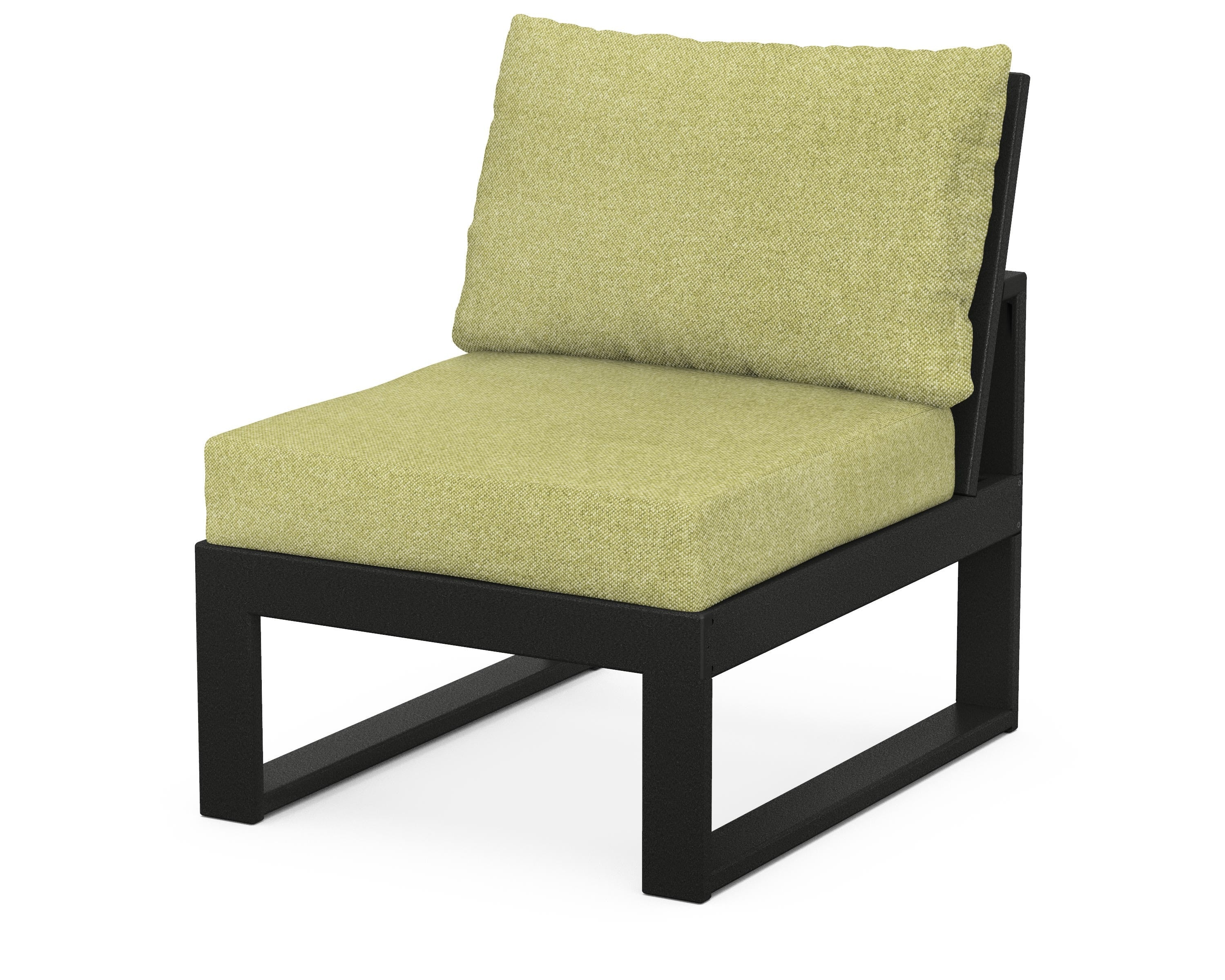 Unbranded Modular Armless Chair in Black / Chartreuse Boucle