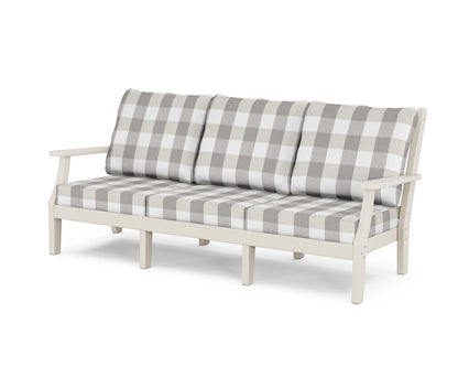 Country Living Wovendale Deep Seating Sofa in Sand / Buffalo Plaid Grey Mist