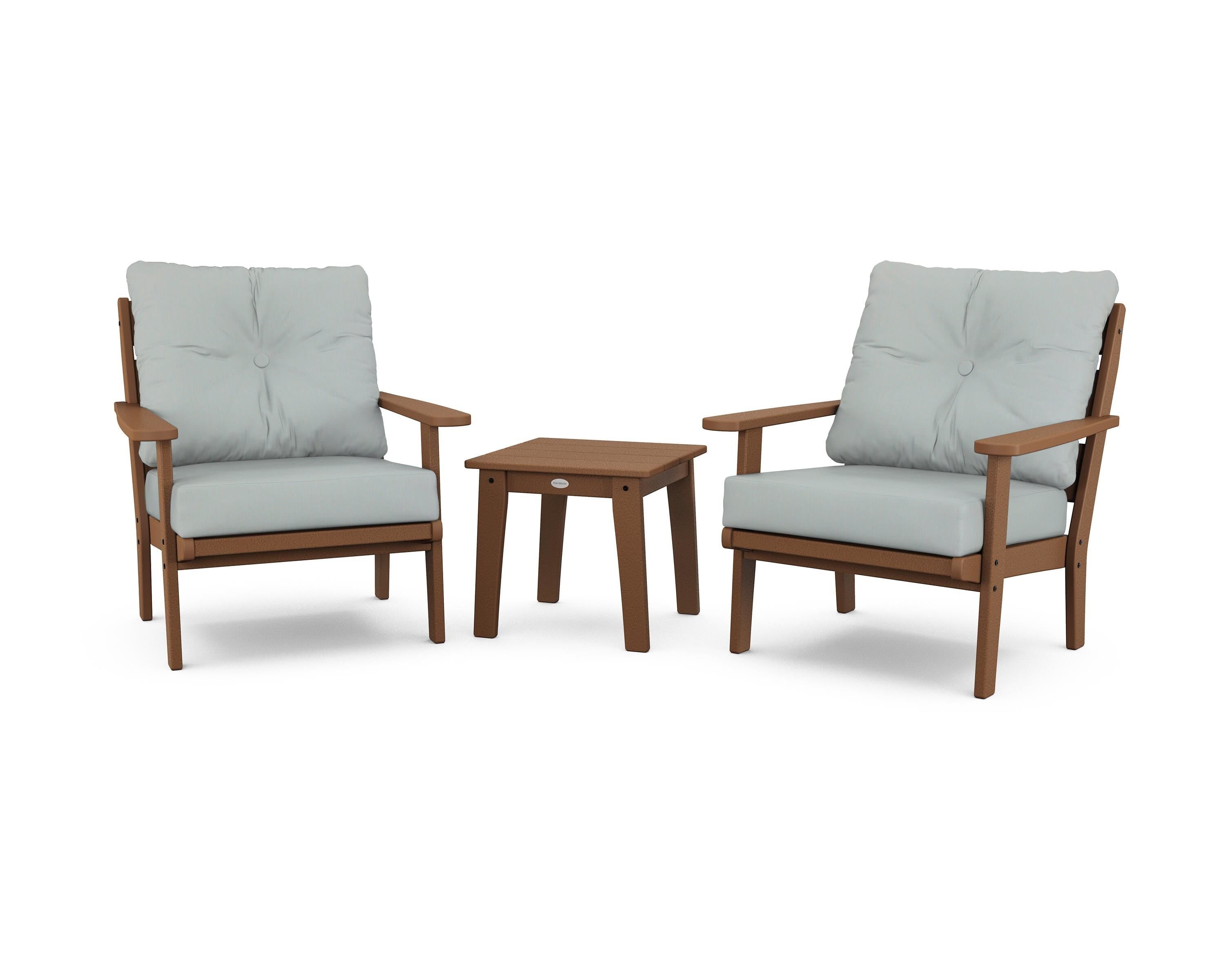POLYWOOD® Lakeside 3-Piece Deep Seating Chair Set in Teak / Spa