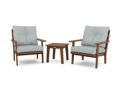 POLYWOOD® Lakeside 3-Piece Deep Seating Chair Set in Teak / Spa