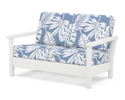 POLYWOOD® Harbour Deep Seating Loveseat in White / Leaf Sky Blue