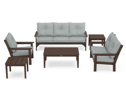 POLYWOOD® Vineyard 6-Piece Deep Seating Set in Mahogany / Spa