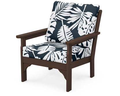 POLYWOOD® Vineyard Deep Seating Chair in Mahogany / Leaf Marine Indigo