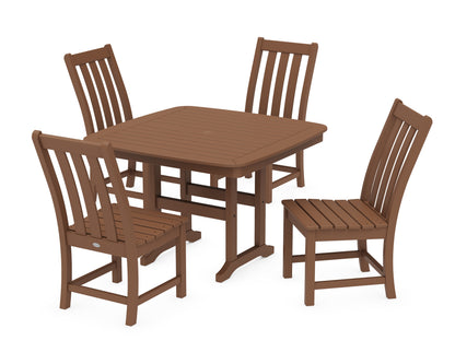 POLYWOOD® Vineyard Side Chair 5-Piece Dining Set with Trestle Legs in Teak