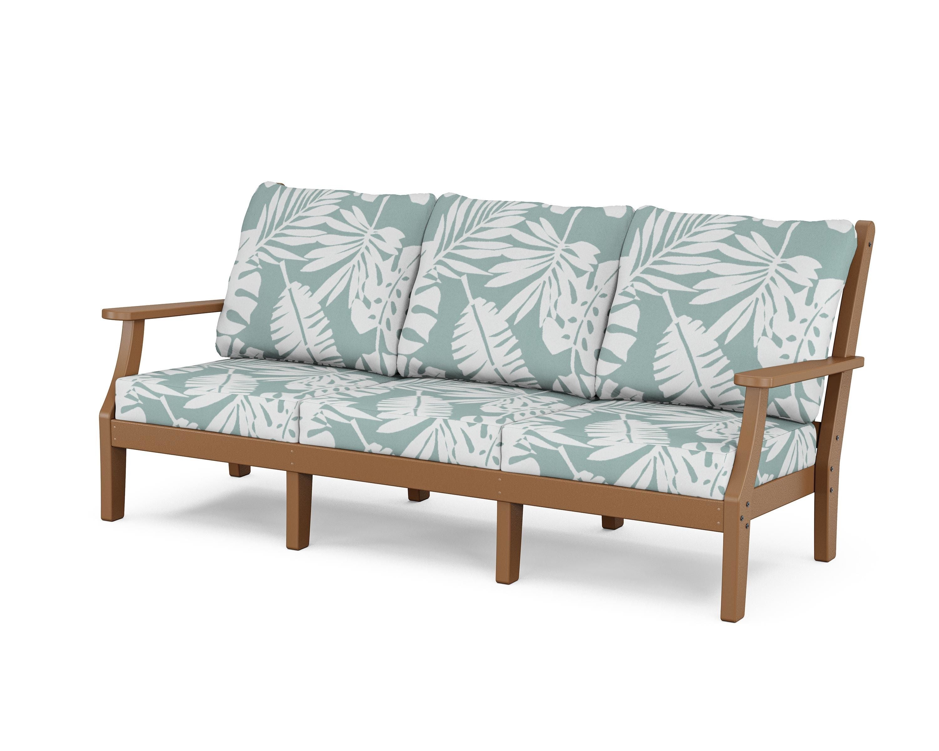 Country Living Wovendale Deep Seating Sofa in Teak / Leaf Glacier Spa
