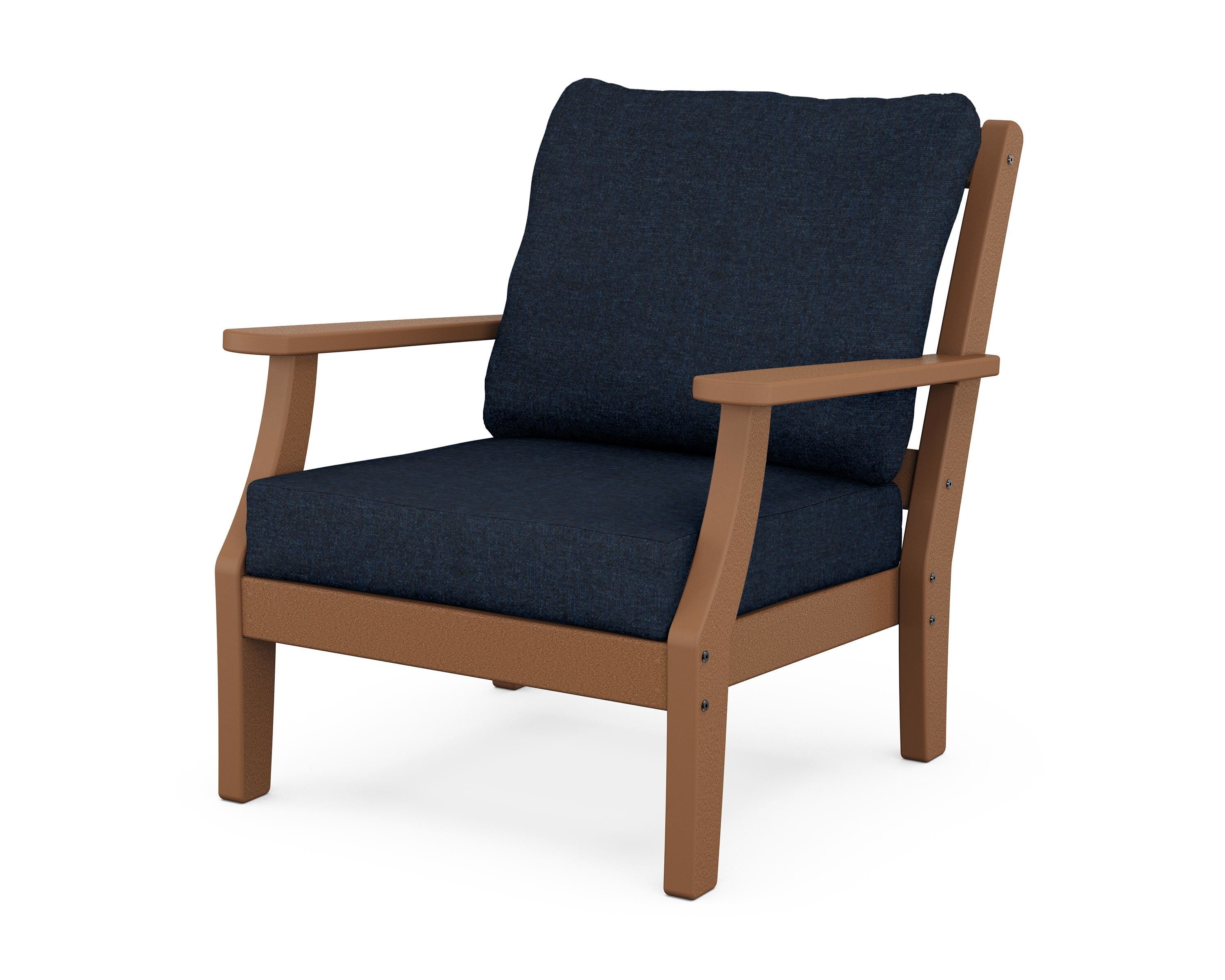 Martha Stewart by POLYWOOD® Chinoiserie Deep Seating Chair in Teak / Marine Indigo
