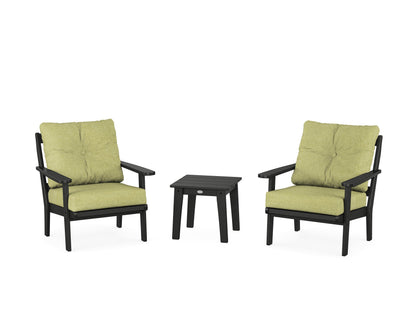 POLYWOOD® Mission 3-Piece Deep Seating Set in Black / Chartreuse Boucle