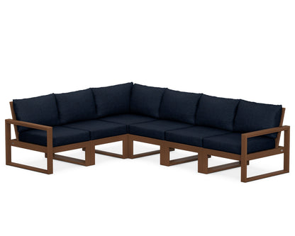 POLYWOOD® EDGE 6-Piece Modular Deep Seating Set in Teak / Marine Indigo