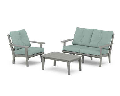 POLYWOOD® Prairie 3-Piece Deep Seating Set with Loveseat in Slate Grey / Glacier Spa