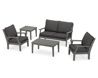 POLYWOOD® Braxton 5-Piece Deep Seating Set in Slate Grey / Ash Charcoal