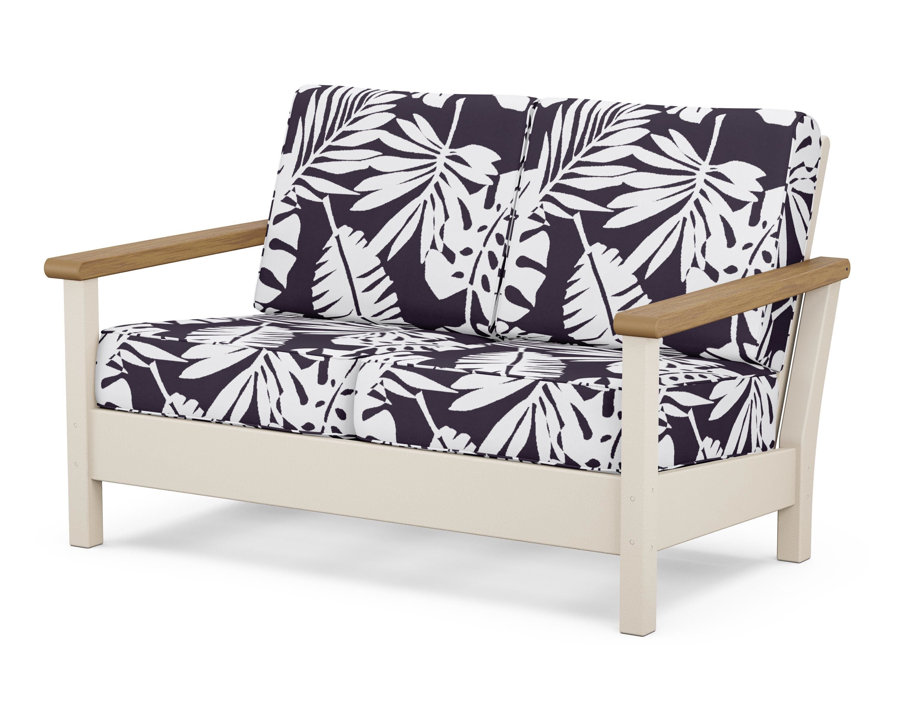 POLYWOOD® Harbour Deep Seating Loveseat in Sand / Natural / Leaf Navy