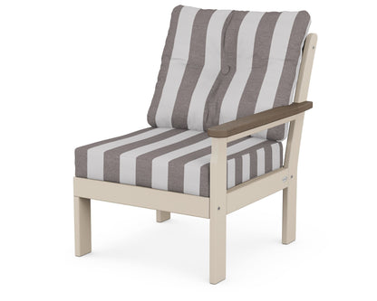 POLYWOOD® Vineyard Modular Right Arm Chair in Sand / Kona / Cabana Stripe Grey Mist
