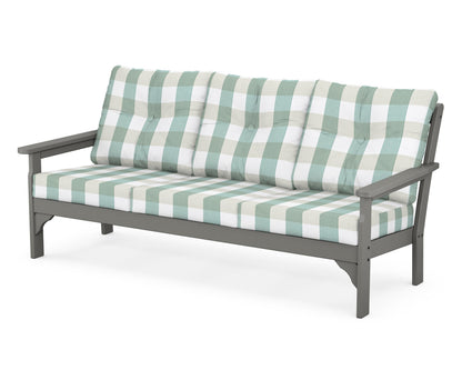 POLYWOOD® Vineyard Deep Seating Sofa in Slate Grey / Buffalo Plaid Glacier Spa