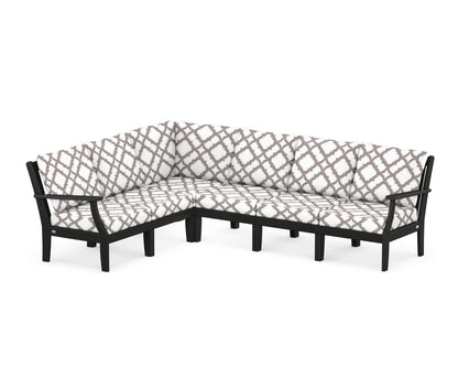 POLYWOOD® Braxton Modular 6-Piece Deep Seating Set in Black / Trellis Grey Mist