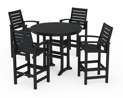 POLYWOOD® 5 Piece Signature Bar Dining Set in Black