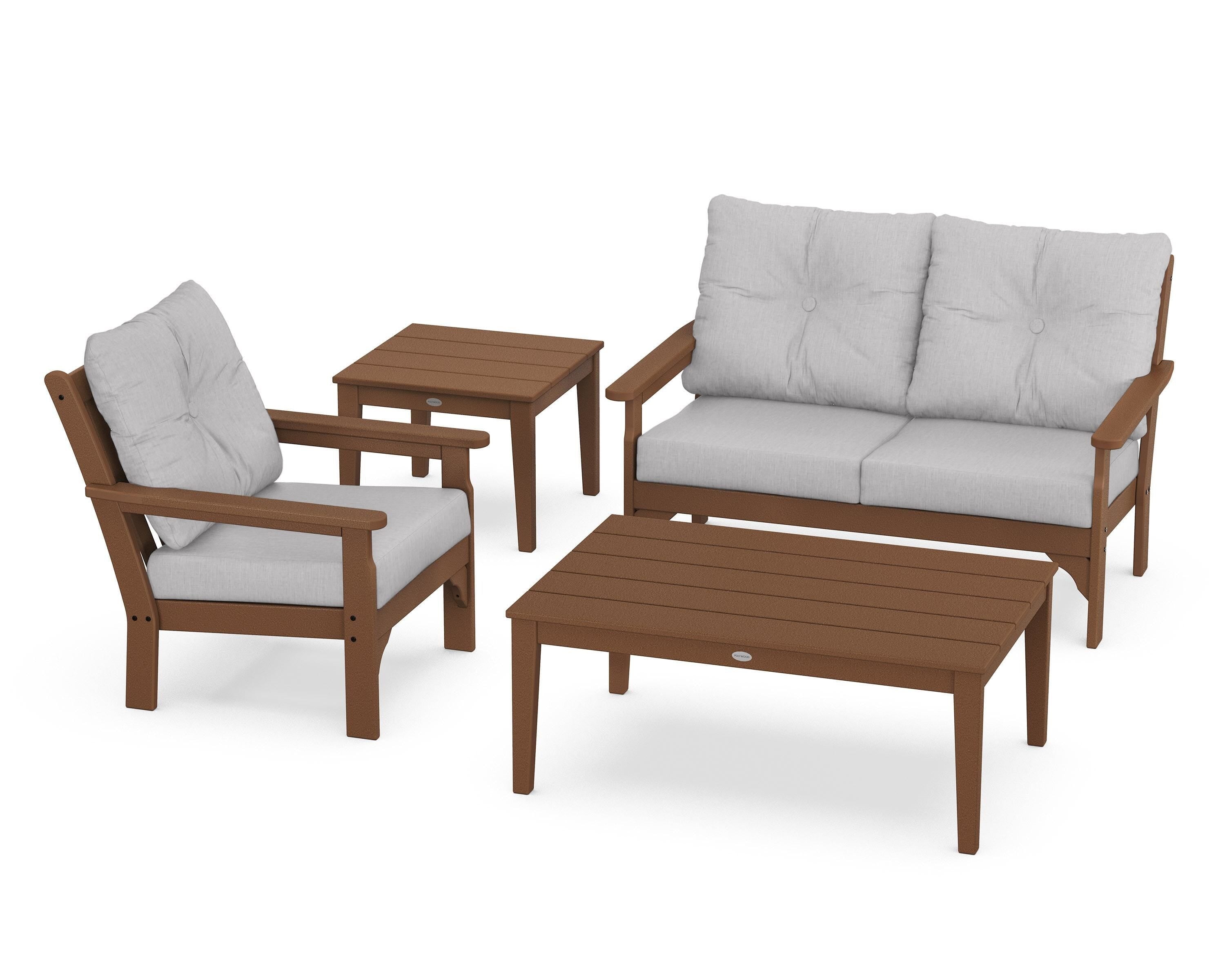 POLYWOOD® Vineyard 4-Piece Deep Seating Set in Teak / Granite