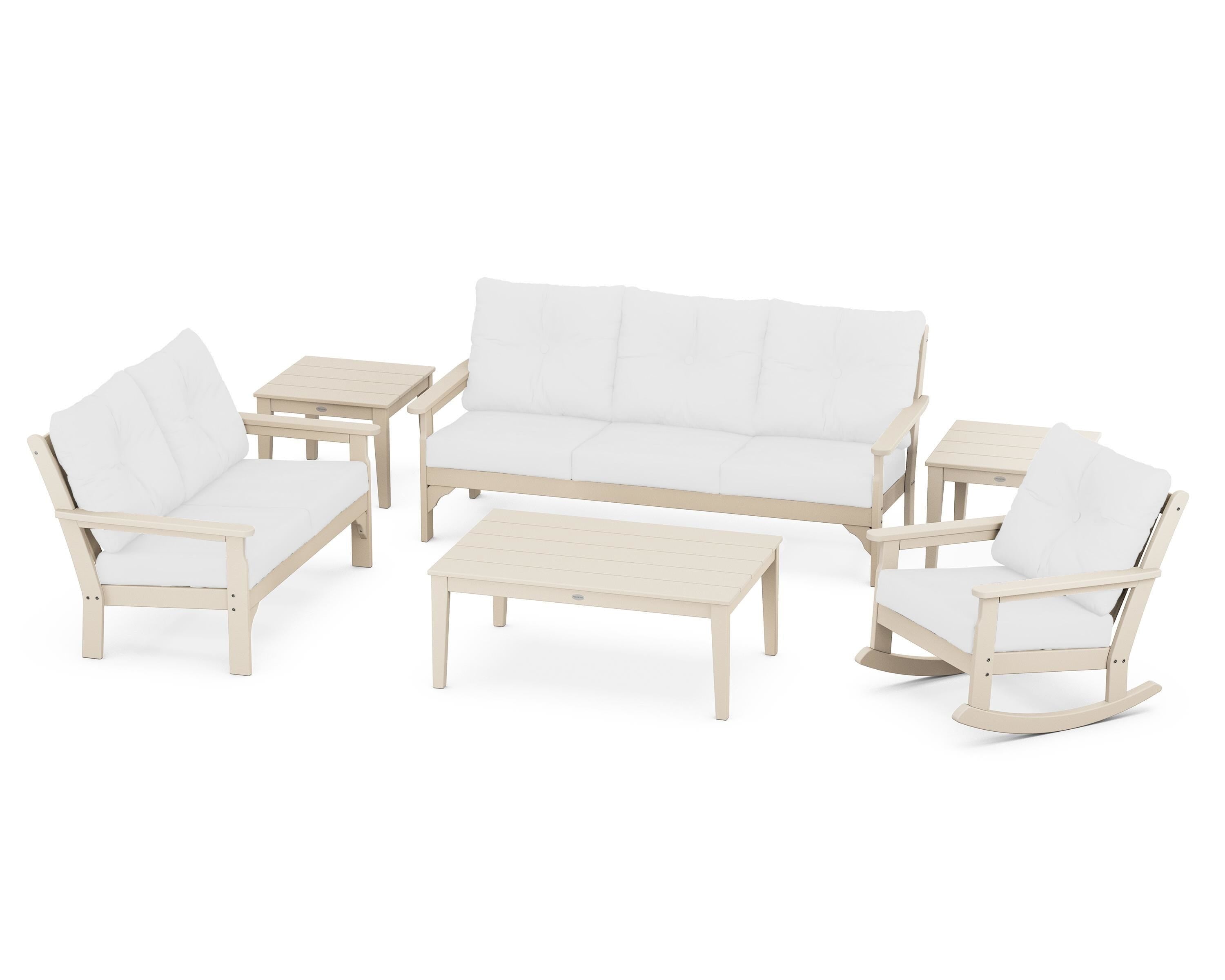 POLYWOOD® Vineyard 6-Piece Deep Seating Set in Sand / Natural
