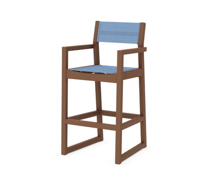 POLYWOOD® EDGE Sling Bar Arm Chair in Teak / Poolside Sling