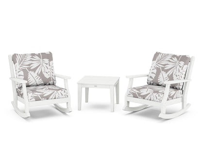 Country Living Wovendale 3-Piece Deep Seating Rocker Set in White / Leaf Grey Mist