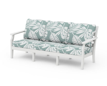 Draper James™ by  POLYWOOD® Savannah Deep Seating Sofa in White / Leaf Glacier Spa