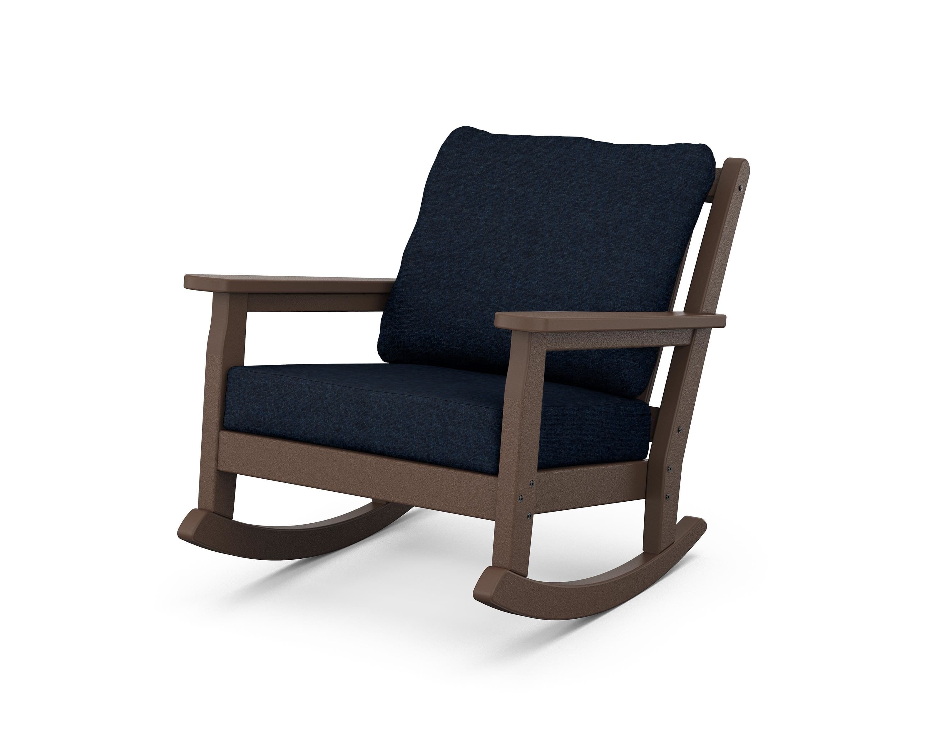POLYWOOD® Chippendale Deep Seating Rocking Chair in Mahogany / Marine Indigo