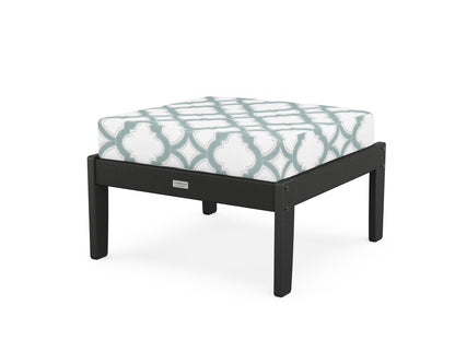 Country Living Cottage Deep Seating Ottoman in Black / Trellis Glacier Spa