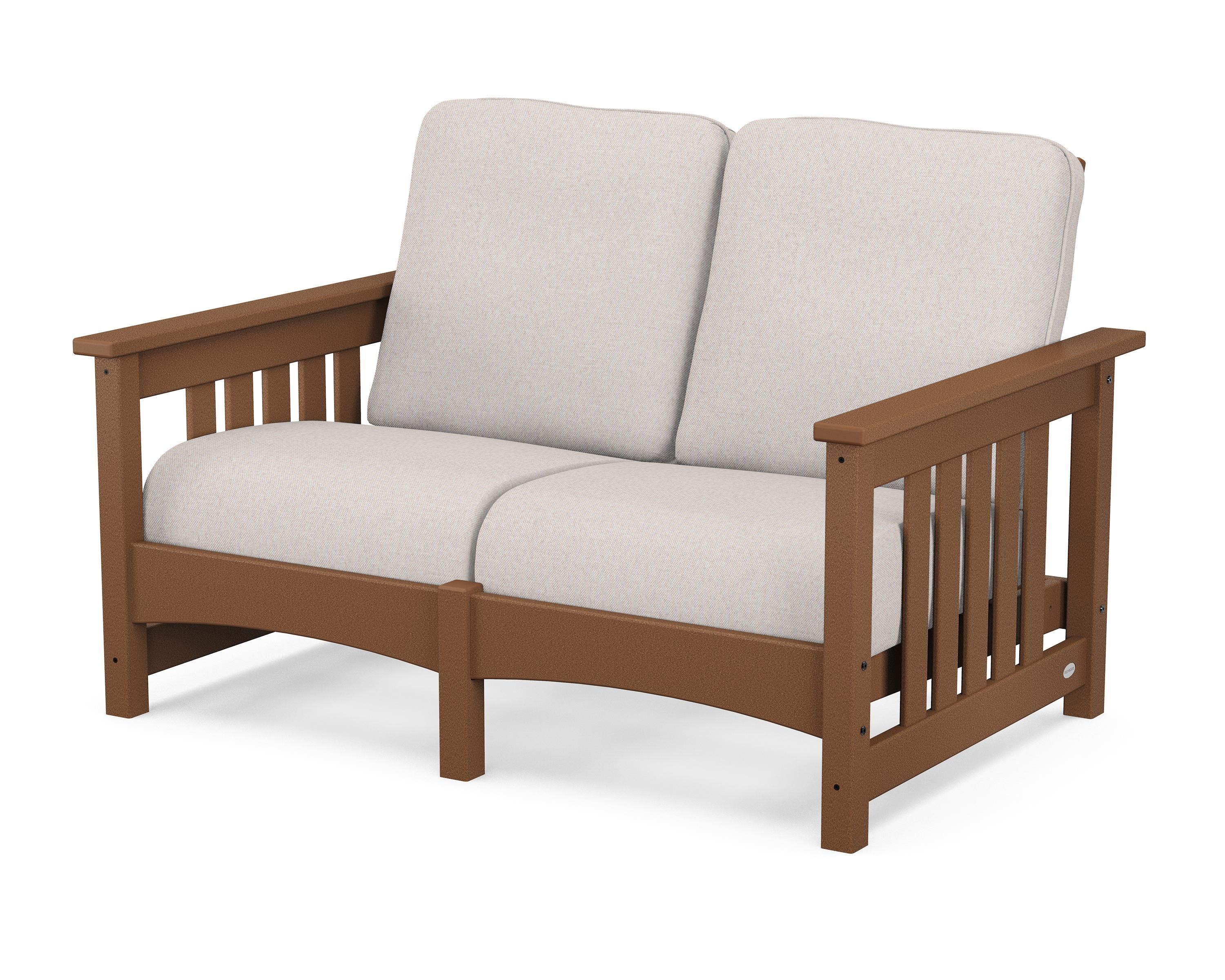 POLYWOOD® Club Mission Loveseat in Teak / Dune Burlap