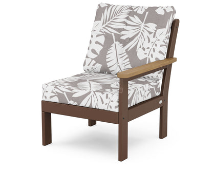 POLYWOOD® Vineyard Modular Right Arm Chair in Mahogany / Natural / Leaf Grey Mist