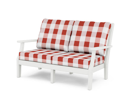 Country Living Wovendale Deep Seating Loveseat in White / Buffalo Plaid Crimson