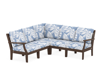 POLYWOOD® Braxton Modular 5-Piece Deep Seating Set in Mahogany / Leaf Sky Blue