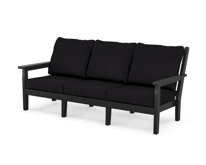 POLYWOOD® Chippendale Deep Seating Sofa in Black / Midnight Linen