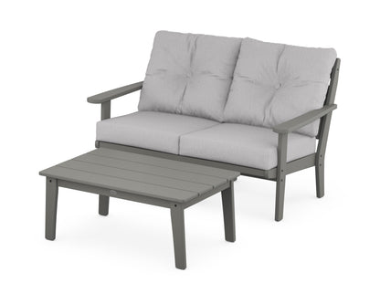 POLYWOOD® Lakeside 2-Piece Lounge Loveseat Set in Slate Grey / Granite
