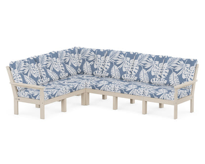 POLYWOOD® Vineyard 6-Piece Sectional in Sand / Leaf Sky Blue