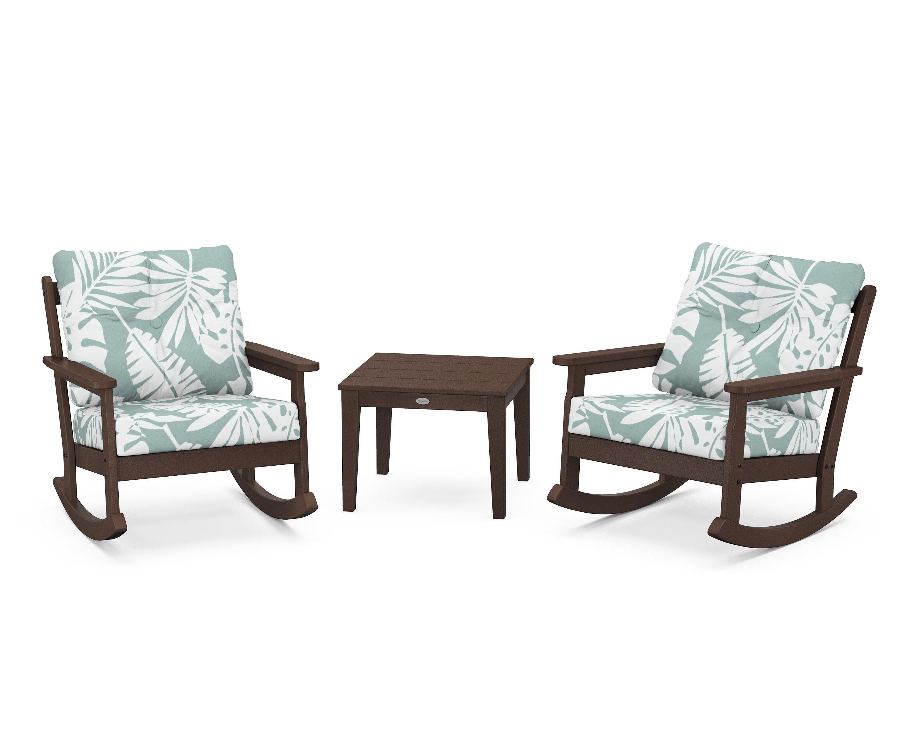 POLYWOOD® Vineyard 3-Piece Deep Seating Rocker Set in Mahogany / Leaf Glacier Spa