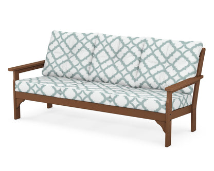 POLYWOOD® Vineyard Deep Seating Sofa in Teak / Trellis Glacier Spa