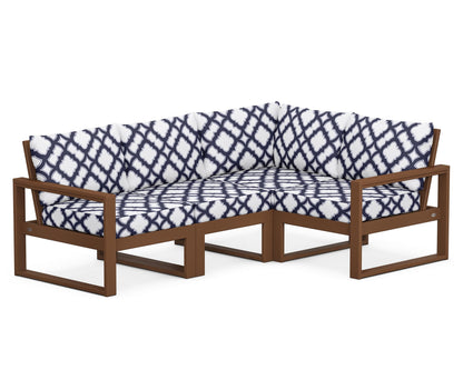 POLYWOOD® EDGE 4-Piece Modular Deep Seating Set in Teak / Trellis Navy