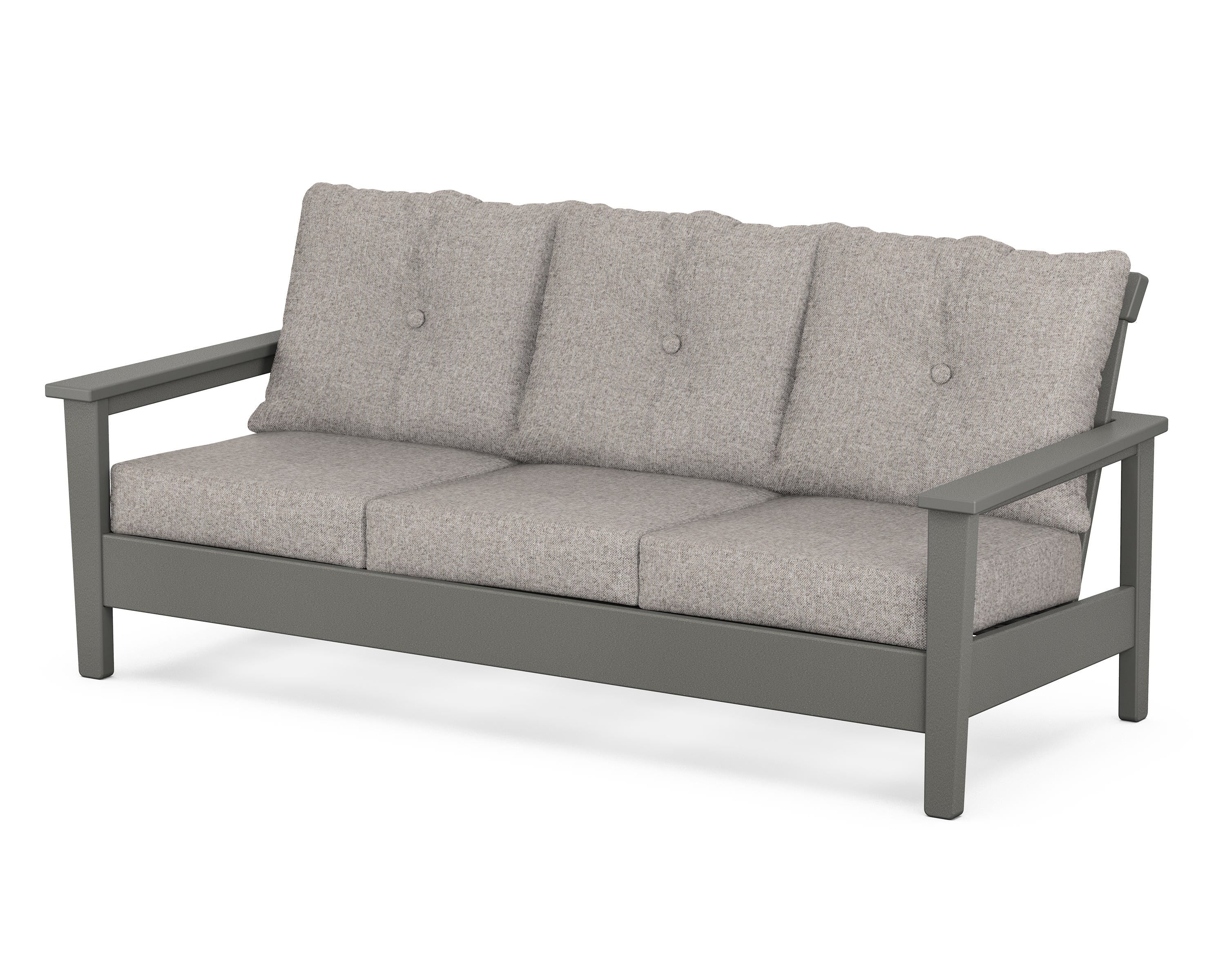 POLYWOOD® Prescott Deep Seating Sofa in Slate Grey / Weathered Tweed