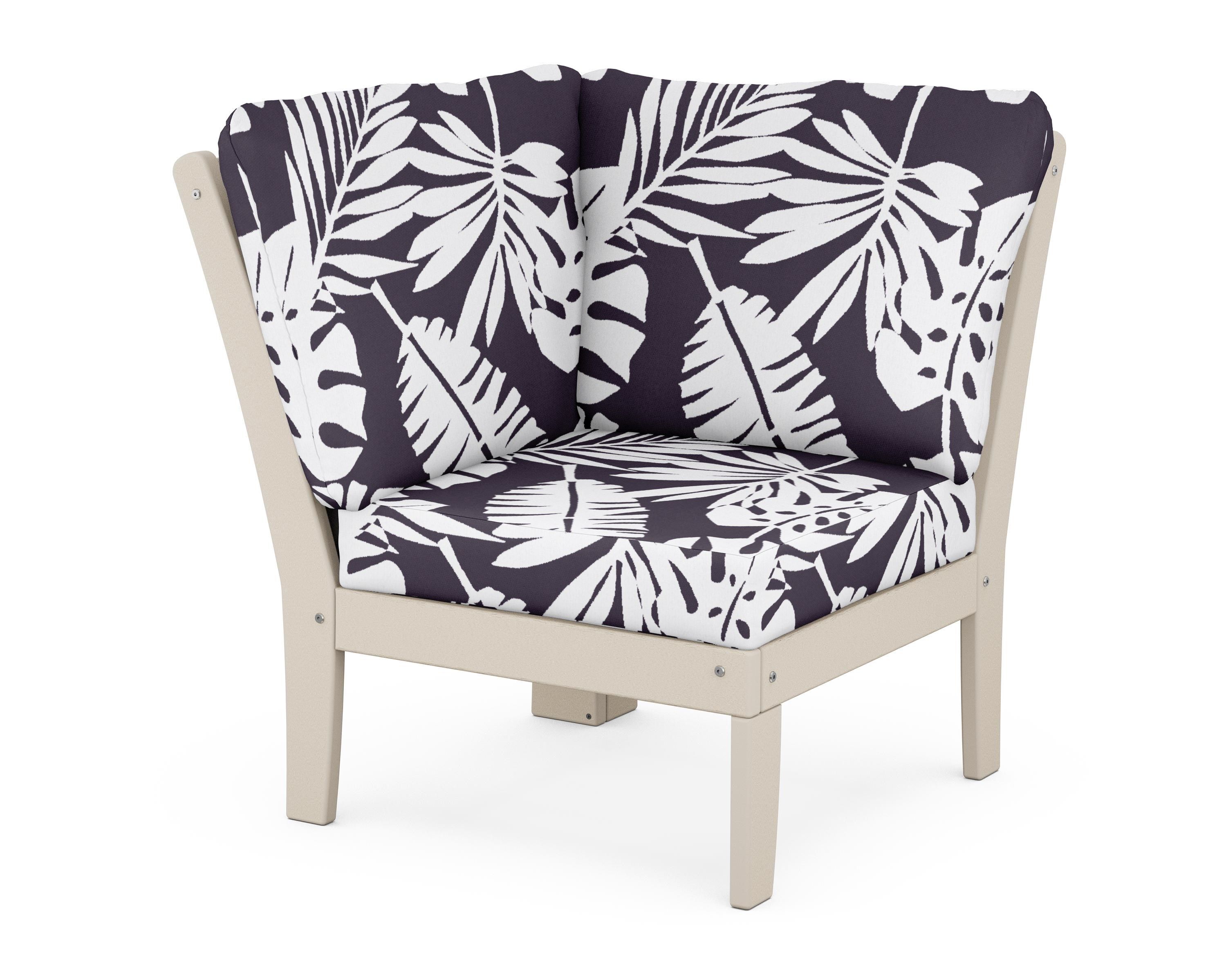 POLYWOOD® Braxton Modular Corner Chair in Sand / Leaf Navy