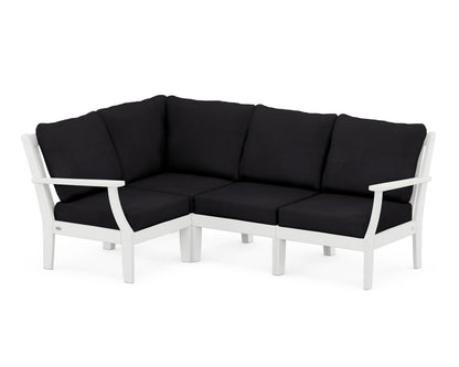 POLYWOOD® Braxton Modular 4-Piece Deep Seating Set in White / Midnight Linen