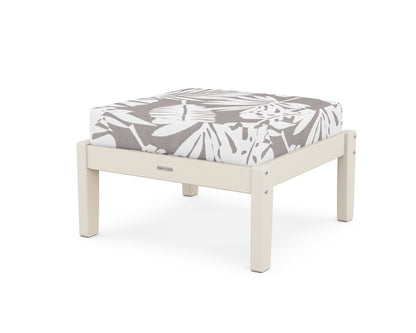 Martha Stewart by POLYWOOD® Chinoiserie Deep Seating Ottoman in Sand / Leaf Grey Mist
