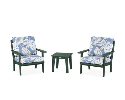 POLYWOOD® Mission 3-Piece Deep Seating Set in Green / Leaf Sky Blue