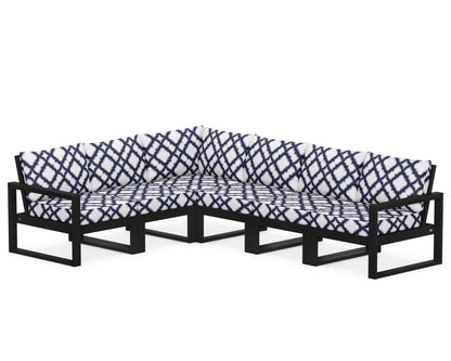 POLYWOOD® EDGE 6-Piece Modular Deep Seating Set in Black / Trellis Navy