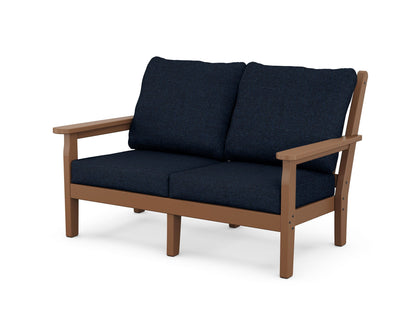 POLYWOOD® Chippendale Deep Seating Loveseat in Teak / Marine Indigo