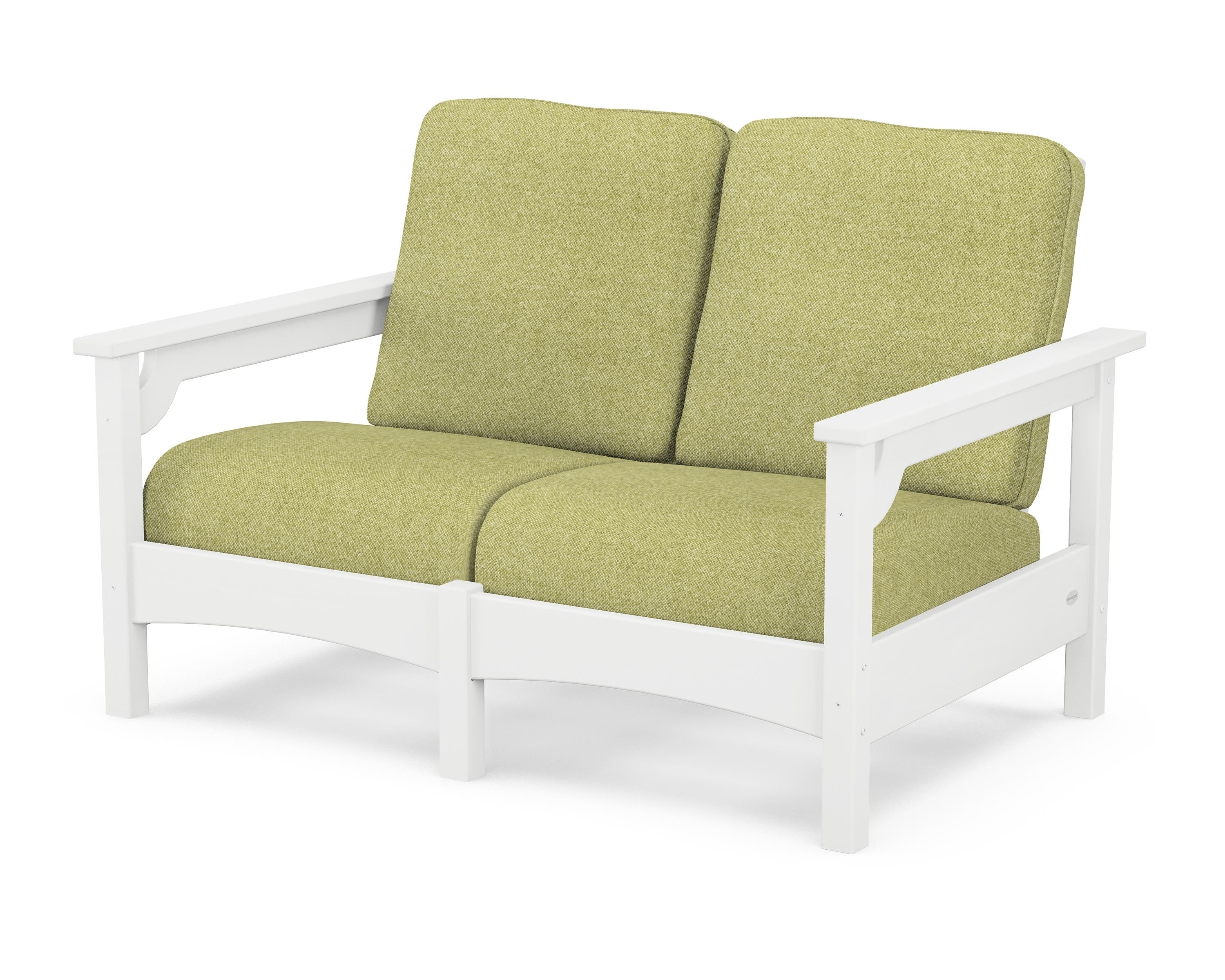 POLYWOOD® Club Loveseat in White / Chartreuse Boucle