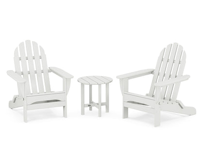 POLYWOOD® Classic Folding Adirondack 3-Piece Set in White