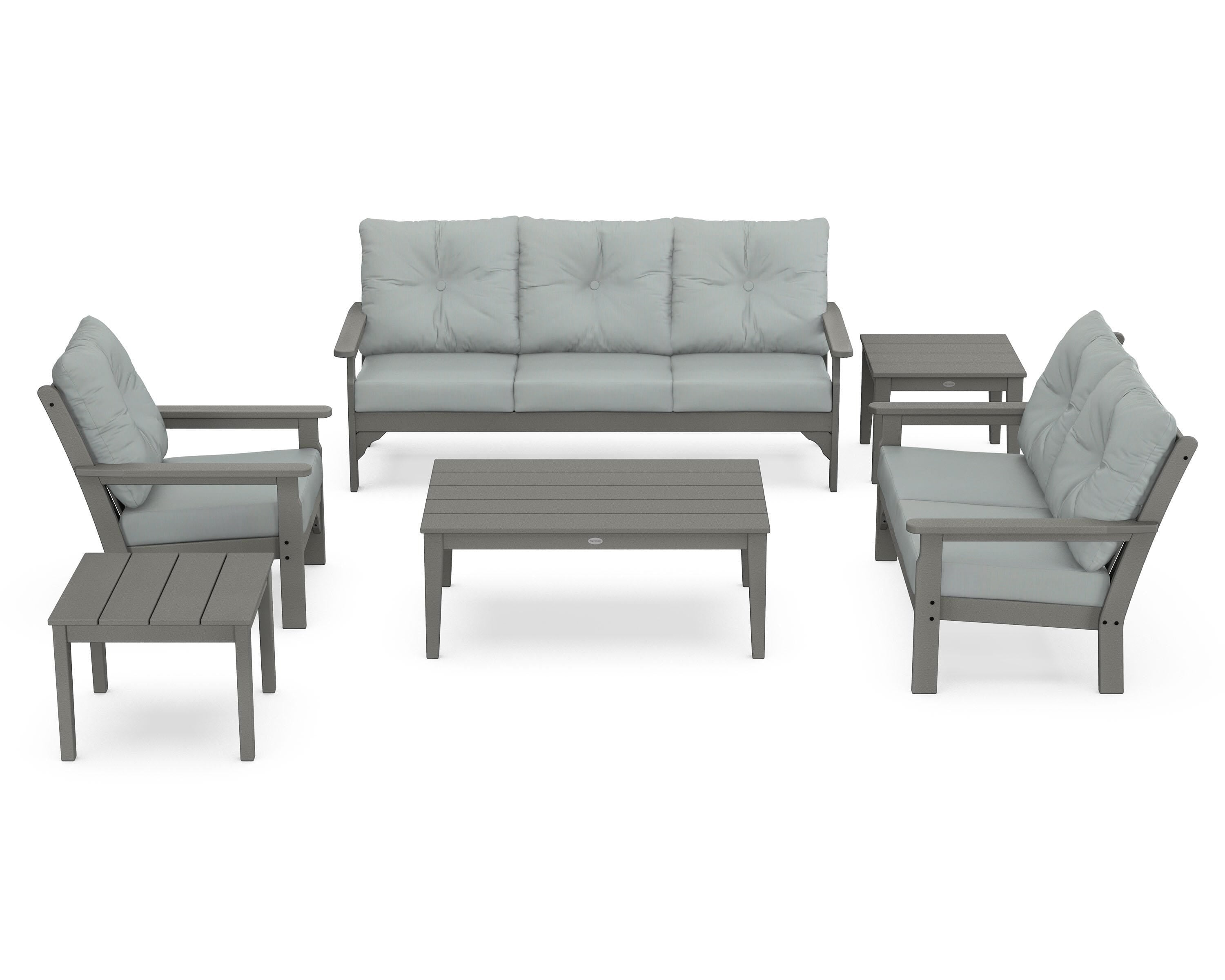 POLYWOOD® Vineyard 6-Piece Deep Seating Set in Slate Grey / Spa
